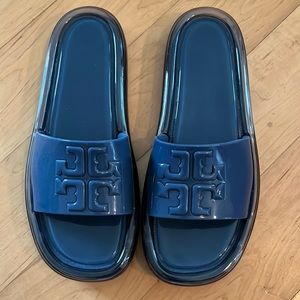 Blue Tory Burch Bubble Jelly Slides